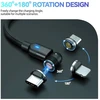 Knocery magnetinis įkrovimo kabelis, 3 viename magnetinis kabelis, 360° ir 180° pasukamas Micro Usb/type C/i produktui, 60w greitas įkrovimas 3a ir duomenų perdavimas