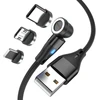 Knocery magnetinis įkrovimo kabelis, 3 viename magnetinis kabelis, 360° ir 180° pasukamas Micro Usb/type C/i produktui, 60w greitas įkrovimas 3a ir duomenų perdavimas