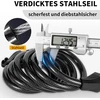 Kombinuota dviračio spyna su aukšta apsauga ir 4 skaitmenų kodu, 120 cm/12 mm trosinė spyna su laikikliu elektriniam dviračiui, paspirtukui, motociklui
