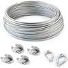 Komplektas 15m plieno lynas, galvanizuotas, 3mm gija: 6x7 + 4 spaustukai + 2 antpirščiai - daug dydžių