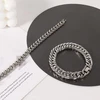 Kryzalite® vyriška apyrankė, 2 vnt., nerūdijančio plieno bizantijos grandinėlė, 19 cm, sidabrinė nerūdijančio plieno apyrankė vyrams, kubietiška grandinėlė