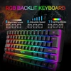 Kuiyn 60% laidinė kompaktiška žaidimų klaviatūra 61 klavišas 11 viso klavišo Rgb apšvietimo efektų Anti-ghosting + laidinė lengva žaidimų pelė optinė korio pelė + pelės kilimėlis