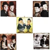 Plakatas Kustom Art 5 dalių paveikslų kompozicija vintažiniu stiliumi, žymūs aktoriai, stanlio ir oil (stan Laurel & Oliver Hardy). Atspausdinta ant medžio 23 x 23 cm