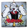 Plakatas Kustom Art Cucuba paveikslėlių serija vintažiniu stiliumi, animacinis filmas Popeye Iron Arm Steering Wheel atspaudas ant medžio, 23 x 23 cm