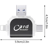 Atminties kortelė Kuwung 2 vnt. universalus 4-in-1 Sd Tf kortelių skaitytuvas su keliomis jungtimis, micro sd kortelių skaitytuvas, sd/micro sd atminties kortelių skaitytuvas, didelės spartos kortelių skaitytuvas, plug and play, suderinamas su android, ios ir kt., juodas