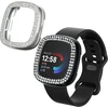 Kwmobile 2 x Plastikinis dėklas, suderinamas su Fitbit Versa 4 / Sense 2 apsauginiu rėmeliu - blizgučių apsaugos priedai, juodas / sidabrinis