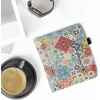 Kwmobile dėklas su atverčiamu dangteliu, skirtas pocketbook era/era colour - priekinis skyrius, rankos dirželis - medžio maroko plytelės, įvairiaspalvis rudas