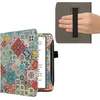 Kwmobile dėklas su atverčiamu dangteliu, skirtas pocketbook era/era colour - priekinis skyrius, rankos dirželis - medžio maroko plytelės, įvairiaspalvis rudas