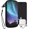 Kwmobile mobiliojo telefono dėklas išmaniesiems telefonams xxl - 7 colių - neopreno mobiliojo telefono dėklo uždangalas apsauginis dėklas - polar light deer turquoise mėlynas juodas - 17.7 x 8.5 cm vidiniai matmenys
