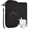Kwmobile mobiliojo telefono dėklas išmaniesiems telefonams xxl - 7 colių - neopreno mobiliojo telefono dėklo dangtelis - cat miau baltas juodas - 17.7 x 8.5 cm vidiniai matmenys