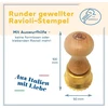 Lagondola Profesionali Ravioli Forma, Žalvarinė, Medinė Rankena, 50mm