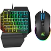 Laidinė žaidimų klaviatūros ir pelės kombinacija, 39 klavišų mechaninis pojūtis, vaivorykštės apšvietimas su riešo atrama, skirta Pc/XBOX/ps4 vienos rankos klaviatūra ir Rgb žaidimų pelė (juoda)