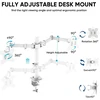 Laikiklis Forging mount ergonomiškas dvigubas monitoriaus stovas, skirtas 13–32 colių lcd led pc ekranams, skirtas stalo monitoriaus stovo laikikliui, reguliuojamas aukštis, pakreipimas 90°, pasukimas 180°, pasukimas 360°