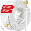 Lan kabelis 50 metrų, Cat 7 tinklo kabelis 50 m, skirtas naudoti lauke ir patalpose, didelės spartos plokščias ethernet kabelis 600mhz 10gbps, S/ftp baltas gigabitinis Rj45 interneto jungiamasis kabelis, atsparus vandeniui, skirtas maršrutizatoriui XBOX (
