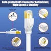Lan kabelis 50 metrų, Cat 7 tinklo kabelis 50 m, skirtas naudoti lauke ir patalpose, didelės spartos plokščias ethernet kabelis 600mhz 10gbps, S/ftp baltas gigabitinis Rj45 interneto jungiamasis kabelis, atsparus vandeniui, skirtas maršrutizatoriui XBOX (