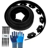 Lankstus plastikinis vejos apvadas, ilgis 15 m, aukštis 5 cm, su 70 įžeminimo inkarų + 1 pora pirštinių, juodas