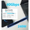 Lanminglel 240 W Usb 4.0 C Pd greito įkrovimo trumpas kabelis, 40 Gbps Usb C duomenų kabelis trumpas, 90° kampo Usb Type C plokščias kabelis, 8k @ 60hz vaizdo perdavimas, skirtas išmaniajam telefonui, Power Bank, nešiojamam kompiuteriui, planšetiniam komp
