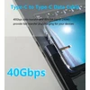 Lanminglel 240 W Usb 4.0 C Pd greito įkrovimo trumpas kabelis, 40 Gbps Usb C duomenų kabelis trumpas, 90° kampo Usb Type C plokščias kabelis, 8k @ 60hz vaizdo perdavimas, skirtas išmaniajam telefonui, Power Bank, nešiojamam kompiuteriui, planšetiniam komp