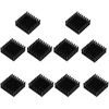 Lantro Js radiatorius 25x25x10mm juodi aliuminio aušinimo radiatoriai, skirti grandinėms plokštėms, galios stiprintuvams ir kt. (10 vnt.)