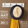 Larhn baltas pakabinamas rūbų kabykla su 4 kabliukais matiniu nikeliu, 42 cm sieninė kabykla prieškambariui, spintai, miegamajam ir vonios kambariui