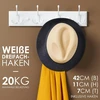 Larhn pakabos baltos (2 vnt.) - balta drabužių kabykla su 4 kabliukais - 42 cm - sieninės drabužių pakabos - sieninė drabužių kabykla prieškambariams, spintoms, miegamiesiems ir vonios kambariams