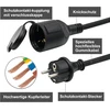 Lauko ilgintuvas 2 m, skirtas naudoti lauke, guminis maitinimo ilgintuvas su schuko kištuku, ip44 ilgintuvas, h07rn-f 3g 1.5 mm² kabelis, su apsauginiu dangteliu, 3500 w, 16 a 250 v, juodas