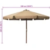 Lauko skėtis nuo saulės su mediniu stulpu, taupe spalvos, 330cm