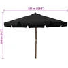 Lauko skėtis nuo saulės su mediniu stulpu, juodas, 330cm