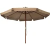 Lauko skėtis nuo saulės su mediniu stulpu, taupe spalvos, 330cm