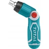 Laužiamas atsuktuvas su terkšle + antgaliai 12vnt. Total Tools