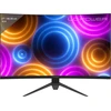 Lc-power lc-m27qc 27 colių lenktas žaidimų monitorius, qhd raiška 2560 x 1440, 180 hz, 1500r, 4000:1, va panelė, amd freesync, 1 ms mprt, 125.1% srgb, 93.8% dci-p3, dp/hdmi, juodas