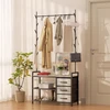 Leader Accessories drabužių kabykla su suoliuku, metalinė rūbų kabykla, rustikinė, 176 x 30 x 84 cm (a x G x P), juoda/šviesiai pilka medžio imitacija