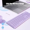 Leadsail belaidė klaviatūra Qwertz vokiečių išdėstymas Usb jungtis 2,4 Ghz belaidė klaviatūra su multimedijos klavišais, natūralaus dydžio, suderinama su Pc, kompiuteriu, nešiojamuoju kompiuteriu, Windows, violetinė