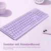 Leadsail belaidė klaviatūra Qwertz vokiečių išdėstymas Usb jungtis 2,4 Ghz belaidė klaviatūra su multimedijos klavišais, natūralaus dydžio, suderinama su Pc, kompiuteriu, nešiojamuoju kompiuteriu, Windows, violetinė