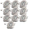 Led įleidžiamas prožektorius, pasukamas, rinkinį sudaro: 10 x 5 W Gu10 Ip23 led įleidžiamas lubinis prožektorius, įleidžiami prožektoriai 230 V šiltai balta metalo matinio nikelio spalvos, 10 vnt.