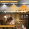 Led virtuvės spintelės apšvietimas su nuotoliniu valdymu, spintelės šviestuvas su judesio davikliu, 3 spalvų temperatūros, įkraunamas per usb, pritemdomas belaidis vitrinos apšvietimas virtuvei