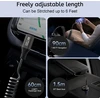 Leehitech spiralinis usb c–usb c kampinis kabelis (0,5 m–1,8 m) 20 gbps 100 w greito įkrovimo kabelis automobiliui, mobiliojo telefono įkrovimo kabelis 8k @ 60 hz, 90 laipsnių duomenų kabelis, skirtas iphone 16/15 pro max, galaxy s24/s23