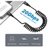 Leehitech spiralinis usb c–usb c kampinis kabelis (0,5 m–1,8 m) 20 gbps 100 w greito įkrovimo kabelis automobiliui, mobiliojo telefono įkrovimo kabelis 8k @ 60 hz, 90 laipsnių duomenų kabelis, skirtas iphone 16/15 pro max, galaxy s24/s23