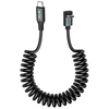 Leehitech spiralinis usb c–usb c kampinis kabelis (0,5 m–1,8 m) 20 gbps 100 w greito įkrovimo kabelis automobiliui, mobiliojo telefono įkrovimo kabelis 8k @ 60 hz, 90 laipsnių duomenų kabelis, skirtas iphone 16/15 pro max, galaxy s24/s23