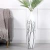 Leewadee didelė grindų vaza pampų žolei ir gėlėms, 80 cm aukščio, balta, derva
