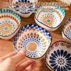 Lekefeto Boho stiliaus maži padažų indeliai: Keramikiniai padažų indeliai, 6 vnt. rinkinys, 200 ml prieskonių indeliai, kraunami sojų padažo indeliai, sojų padažo indeliai, skirti sojų padažui, užkandžiams, suši, skersmuo 9,4 cm