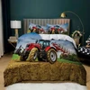 Leleyouzer 3d traktoriaus patalynės komplektas, 3 dalių traktoriaus vaikiškas patalynės komplektas su užtrauktuku ir 2 pagalvių užvalkalais 50 x 75 cm, vaikams, paaugliams, berniukams (t3, 135 x 200 cm)