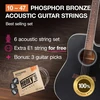 Lengvos 10-47 stygos vakarų gitarai, puiki garso kokybė, akustinės gitaros stygos, fosforinis bronzas, 6+1 stygų komplektas ir 3 plektrai, vakarų gitaros stygos, plieninės, akustinės gitaros stygos light