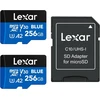 Lexar Mėlyna Micro Sd kortelė 256gb 2 vnt. iki 160mb/s skaitymo greitis Microsdxc Uhs-i kortelė C10 U3 V30 A2 Full Hd & 4k vaizdo įrašams, didelės spartos atminties kortelė išmaniesiems telefonams/planšetiniams kompiuteriams/veiksmo kameroms