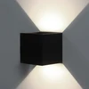 Lightworld24 modernus juodas aukštyn ir žemyn nukreiptas lauko sieninis šviestuvas, 12 W sieninis šviestuvas, Ip65 atsparus vandeniui aliuminio korpusas svetainei miegamajam naktinė lemputė, šilta balta, 4 vnt.
