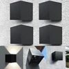 Lightworld24 modernus juodas aukštyn ir žemyn nukreiptas lauko sieninis šviestuvas, 12 W sieninis šviestuvas, Ip65 atsparus vandeniui aliuminio korpusas svetainei miegamajam naktinė lemputė, šilta balta, 4 vnt.