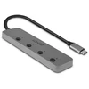 Lindy 43383 4 prievadų Usb 3.2 Gen 1 Type-c šakotuvas su įjungimo/išjungimo jungikliu