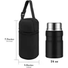 Linkidea termo krepšys, izoliuotas pietų krepšys su riešo dirželiu, tinkamas darbui biure, iškyloms lauke, suderinamas su 24 oz Thermos, Serlium, Bidakid, Log Hat (juodas)