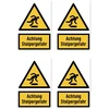 Lipdukas 150 x 100 mm, 4 vnt. – Achtung Stolpergefahr – įspėjamasis ženklas su tekstu (vokiečių kalba) (geltonas/juodas) – vertikalus – W007 – din en iso 7010 / asr a1.3