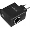 Logilink Įkroviklis Adapteris Kubas 2 Usb prievadai + 1 lizdas žiebtuvėliui 12 W